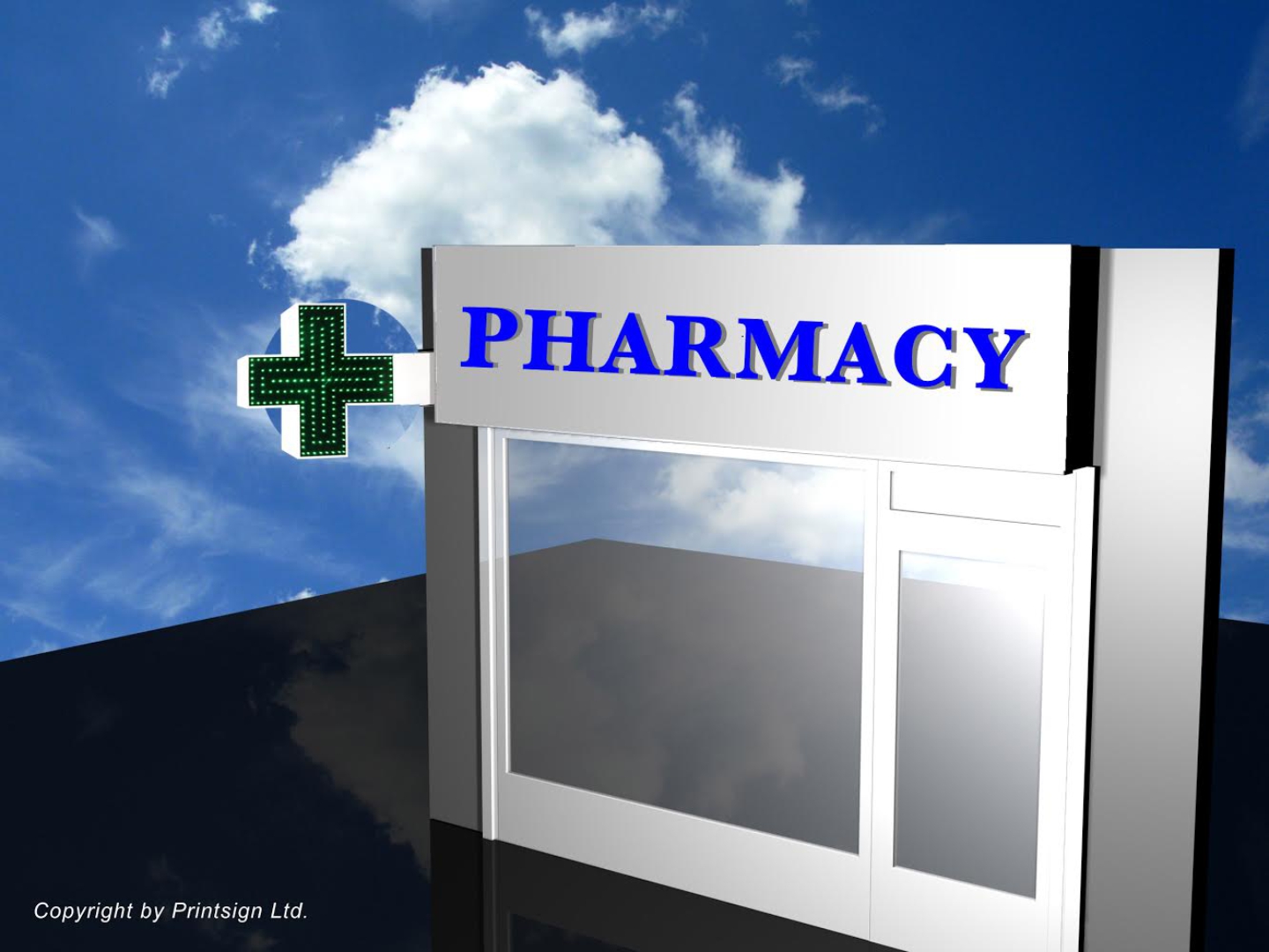 Triple Lined LED Electronic Pharmacy Cross Sign
